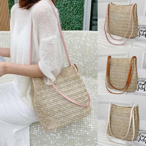 Knitted Straw Bag Women bolso mujer Satchel Crossbody Shoulder Handbags for Women Female Messenger Bucket Bags