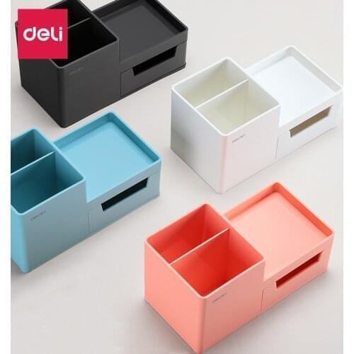 Deli Office Storage Box Creative Desk Organizer Fashion Color Pen Holder Stationery School Supplies 8907
