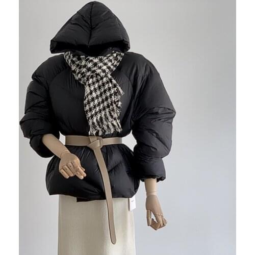 2021 Winter Coat Women 90% White Duck Down Jacket Hooded Black Soft Warm Female Short Thick Down Parkas Loose Feather Clothes