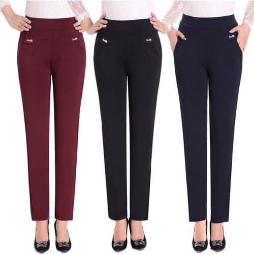 Spring Autumn Women Trousers Elastic Waist Elastic Pencil Pants Plus Size 5XL Middle Old Plus Velvet Warm Winter Casual Pants
