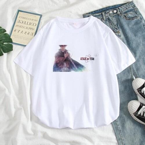 Women Tees Funny Levi Eren Harajuku Unisex Tshirt Hot Japanese Anime Attack on Titan T Shirt Female 2021 New Summer Tops Tee