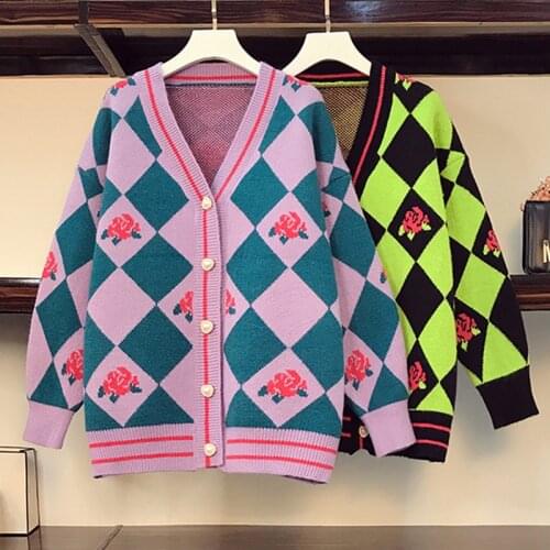 2021 Women Sweater Cardigan Winter Floral Cashmere Top Casual Cardigans Chic Korean Fashion Winter Knit Jacket sueters mujer