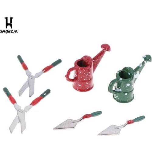 1/12 Dollhouse Miniatures Metal Watering Can Spade Garden Tools For Children Dolls House Miniatures Accessories 3pcs/Set