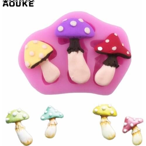 Aouke 1Pc Mushroom Shape Cake Mold Fondant Cake 3D Food Grade Silicone Mould DIY Baking Tools Sugar Lace Mold Chocolate M031