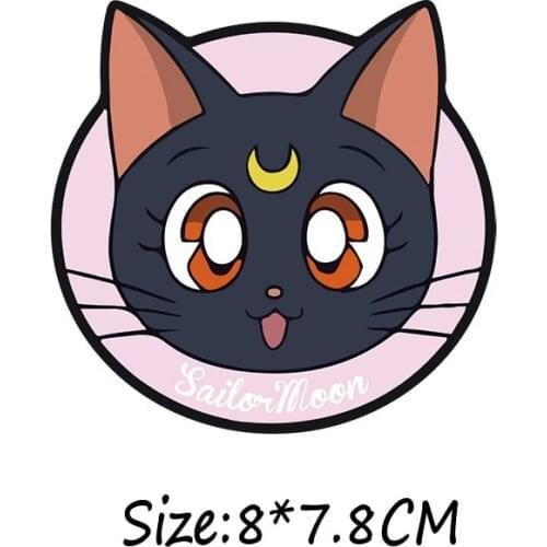 1Pcs Heat Transfer Sticker Cute Cartoon Luna Cat Patch Iron-On Transfer For Clothes Patches For Clothing For Children T-shirt