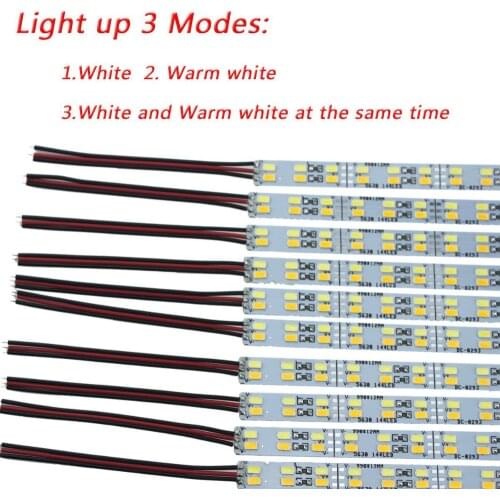 10pcs 50cm 5630 led hard rigid strip bar double row 72led white and warmwhite dc12v cabinet lights no waterproof kitchen lamp