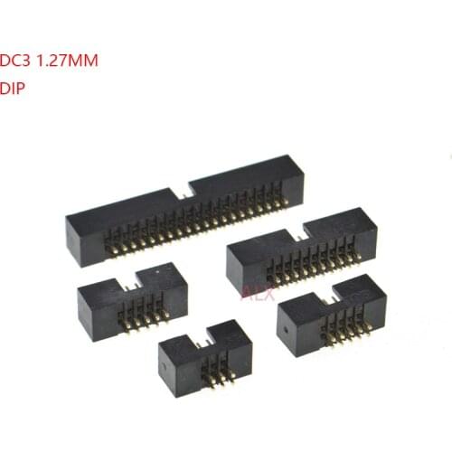 10pcs dip 8/10/20/30/40/50 PIN 1.27MM pitch MALE SOCKET straight idc box headers PCB CONNECTOR DOUBLE ROW 10P/20P/40P DC3 HEADER