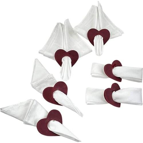 10 / PCS Korean PU leather Napkin Ring Heart hotel tableware European family western restaurant napkin deduction free shipping