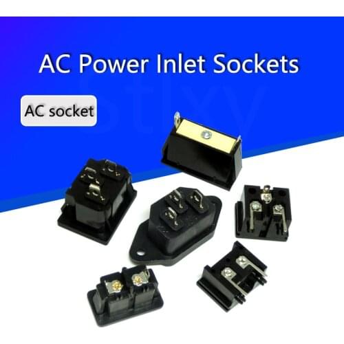 2PCS IEC320 C8 Black 2 Terminal Power Plug Inlet Socket AC 250V 2.5A AC Power Socket Connector Plug Copper Core US EU Plug