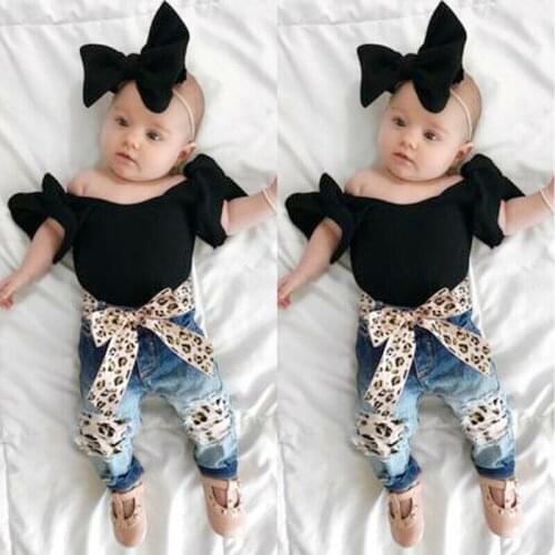 3PCS Toddler Kids Baby Girl 1T-6T Crop Tops T-Shirt+Bandage Pants Outfits Summer