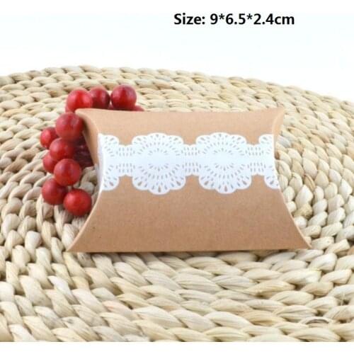 5 PCS Pillow Shape Candy Box Gift Box With Lace and Rope Gift Bag Christmas Party Favors Kids Gift Decor Pillow