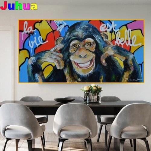 Graffiti Funny Monkey 5D Diy Diamond Painting full round square animal orangutan diamond Embroidery Mosaic art kids room decor