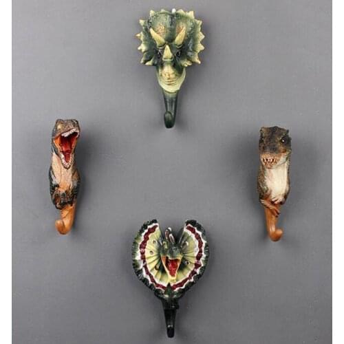 American Decorative Hook Jurassic World Creative Resin Animal Model Dinosaur Coat Hook Triceratops Wall Hanging Hook