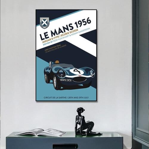 Le mans 1956 Car Poster On Canvas Print Nordic Poster Wall Art Picture For Living Noom Home Decoration Frameless