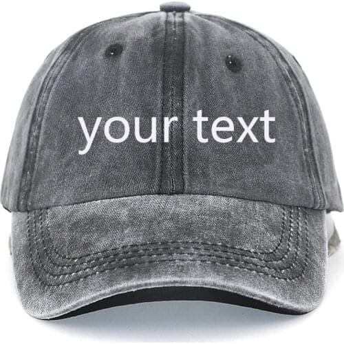 10pcs MOQ embroidery text custom baseball cap embroidery 100% cotton washed unstructured sports dad hat new snapback hats unisex