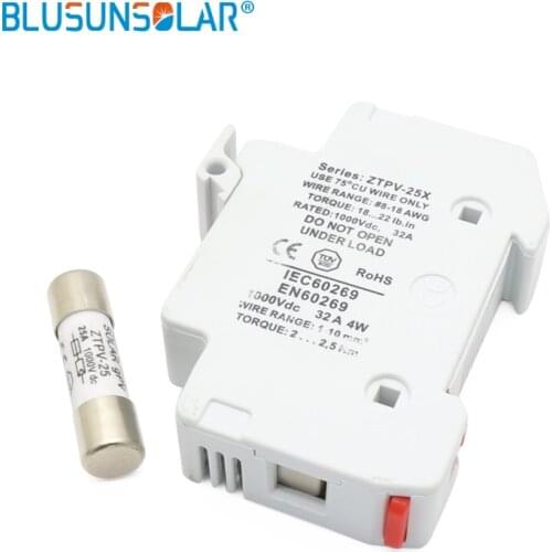 BULSUNSOLAR 1000V DC PV Solar Fuse holder 10x38mm inline gPV Fuse with LED for Protection CE