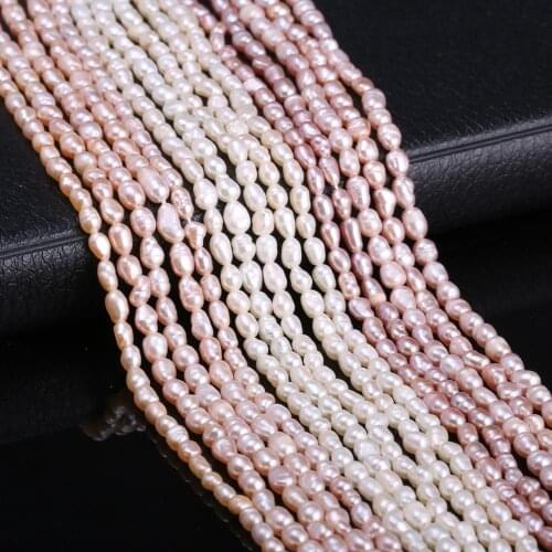 Freshwater Rice-shaped Pearl Loose Beads 3-4 Mm For DIY Bracelet Earring Necklace Sewing Craft Jewelry Accessory