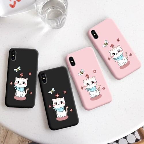 Cartoon cat phone case For Huawei honor 8 8c 8x 8x max 8 lite 7 7i 7xTPU Silicone Phone Casing Colors Back Cover