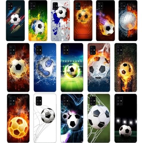 147SD Fire Football Soccer Ball Soft Silicone Tpu Cover phone Case for Samsung Galaxy A01 A10 A31 A40 A41 A51 A71 A70 2019