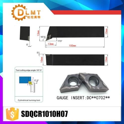 SDQCR1010H07 107.5 Degrees External Turning Tool Holder For DCMT11T304 DCMT11T308 Used on CNC Lathe Machine