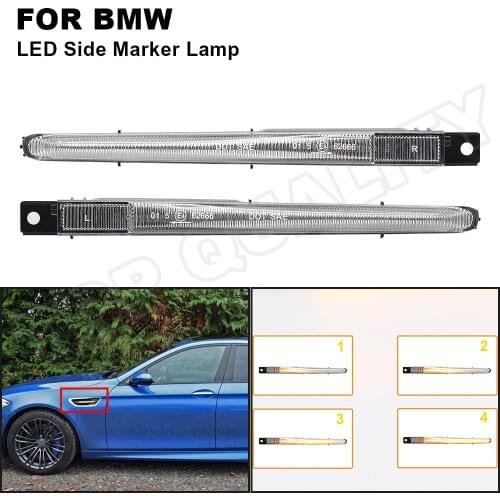 For 2010 2011 2012 2013 2014 2015 2016 BMW F10 5 Series M5 Dynamic Flowing Sequential LED Side Marker Lamp Turn Signal Light