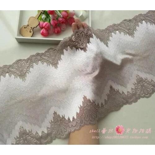1 Meter High Quality Coffee Elastic Stretch Lace Trims 23cm For Clothing Accessories Dress Sewing Applique Costume Lace Fabrics