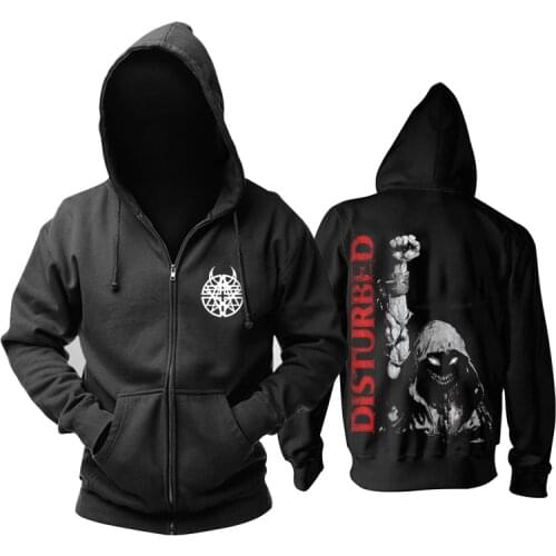 Harajuku Disturbed Rap Cotton Rock zipper hoodie shell jacket punk heavy dark metal Sweatshirt sudadera demon hunter