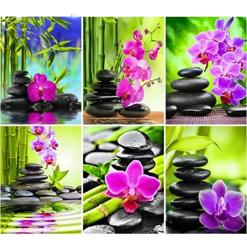 5D DIY Diamond Painting Orchid Flower Diamond Embroidery Decorative Paintings Cross Stitch Kits Handicraft Needlework Art