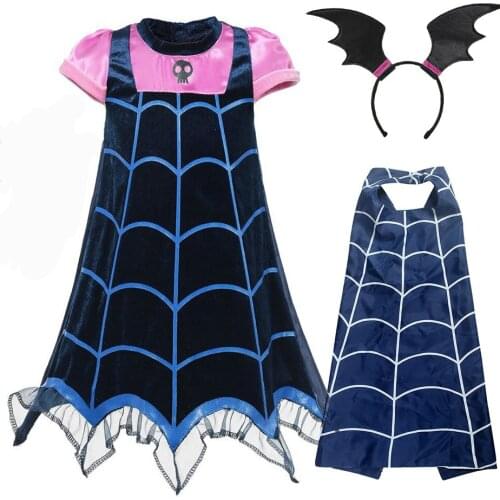 Halloween Girls Cosplay Cartoon Girls Dress Up Fancy Summer Fashion Bat Design Clothes Children For 2-10 Years Girls