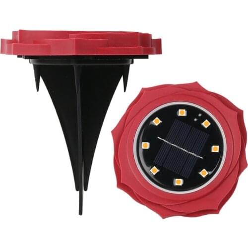 Round Rose Petal 8 LED Solar Lawn Lamp with Stake Street Night Light Garden Pathway Lamp Outdoor Creative Decorative Path