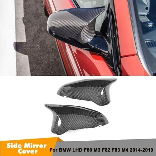 Carbon Fiber Rearview Mirror Cover Caps Side Wing for BMW LHD F80 M3 F82 F83 M4 Direct Replacement Add-On 2014-2019