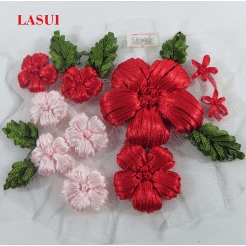 LASUI Handmade ribbon embroidered lace applique flower DIY decoration evening dress clothing accessories Gift packaging 0123