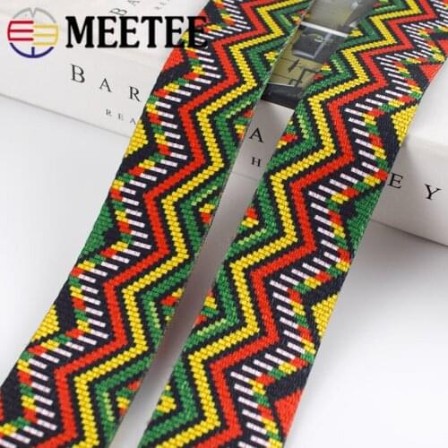 2Meters 38mm 2.5mm Thick Printed Ethnic Jacquard Webbing Bags Strap Belt Ribbons DIY Tape Bias Binding Sewing Accessories