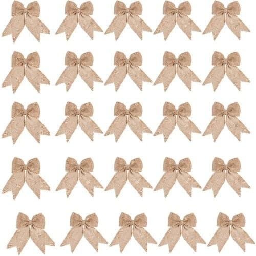Best 30 Pcs Burlap Bows Burlap Bow Knot Handmade Burlap for Christmas Decorate Tree Festival Holiday Party Supplies