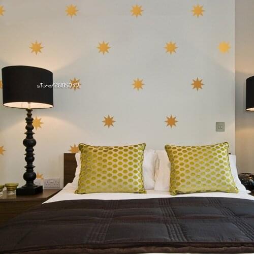 Metalltic Eight Point Star Wall Stickers 25pcs/set Gold Wallpaper Vinyl Wall Decals New Arrivals Wall Tattoo Design Mural SA520