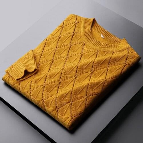 Classic Autumn Winter Mens Sweater High Quality Round Collar Jacquard Knitwear Casual Sweater Male Fit Man Sweaters 3XL