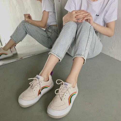2021 spring and autumn womens new Harajuku style casual fashion breathable rainbow shoes platform sneakers