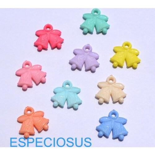 DIY Jewelry Accessories Acrylic Bell Charms Chiristmas Decoration Handwork Making Fittings Cartoon Pendant Light Mix Color 50pcs