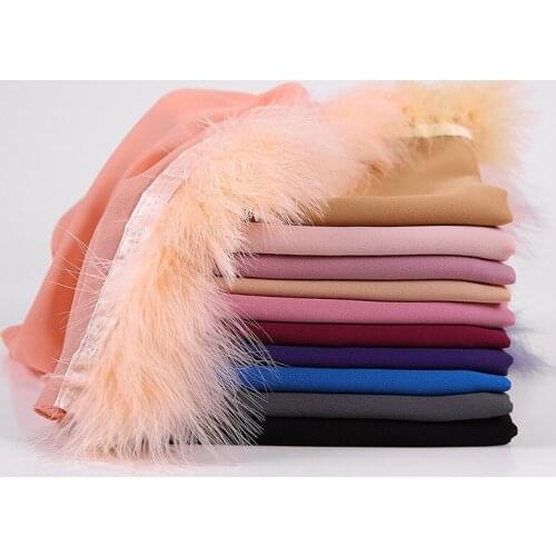 Plain Bubble Chiffon Hijab Shawl Feather Muslim Head Scarf Women Solid Color Long Shawls and Wraps Hijabs Scarves Femme Foulard