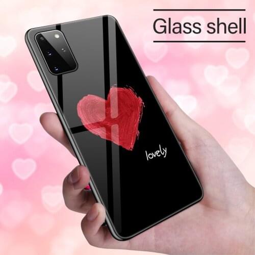 Luxury Cute Heart-shaped Tempered Glass Phone Case For Samsung Galaxy S20 S10 5G S9 S8 Note 20 10 9 8 Plus Ultra Silicone Cover