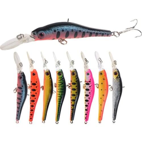 95mm 6.5g Minnow Bait Fishing Lure Hard Artificial Crankbait Plastic Wobblers Diving 2M Fishing Tackle For Pike Carp Bass Pesca