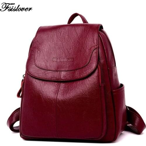 100% Genuine Leather Backpacks Vintage Female backpack Multifunction Backpack For Teenage Girls Travel Back pack school bags mo