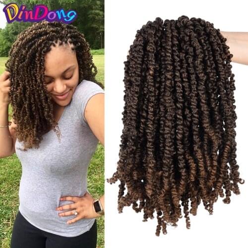 DinDong Passion Twist Braid 12-18inch Crotchet Hair Extensions Ombre Synthetic Braids Pre looped Fluffy Bomb Twist Braiding