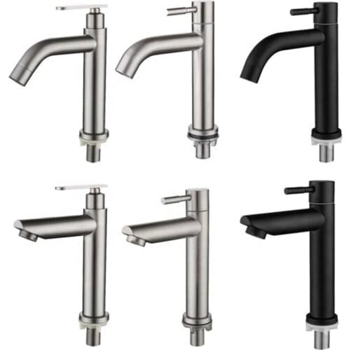 304 Stainless Steel Single Cold Basin Faucet Stainless Steel Washbasin Faucet Single Cold Faucet Bathroom Accessories