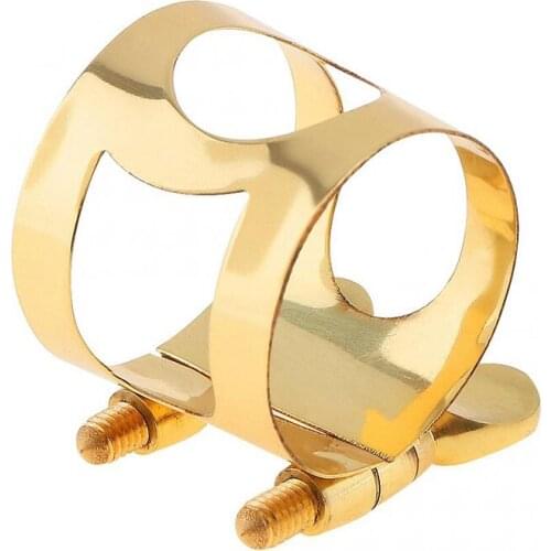 Tener Saxophone Mouthpiece Ligature Gold-Plated BRass Ligature Fastener For Rubber Saxophone