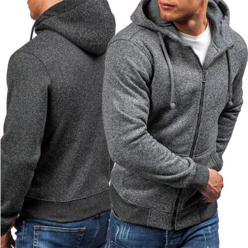 Fashion New Mens Slim Fit Hoodies Sweatshirt Solid Color Hooded Zipper Coat Tracksuit