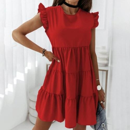 Party Dress Round Neck Short Sleeve Solid Color Comfortable Splicing Women O-neck Dress for Summer dress women elegant Red xxl