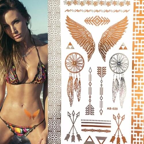 Temporary Golden Tattoos Stickers Jewelry Bracelet Party Tattoos Fashion Flash Tattoo Paste Makeup Girsl Arm Waterproof Tattoo