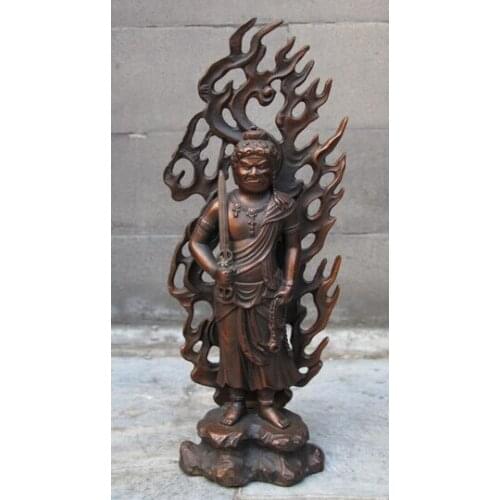 Xd 002794 Tibet Buddhism Temple Red Bronze Fudo Acalanatha Protector Deity Buddha Statue