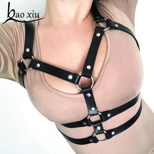 Women Sexy leather Garters adjustable Chest corset body Harness Punk Gothic Bondage Cage Suspenders Waist Straps Belt Sets